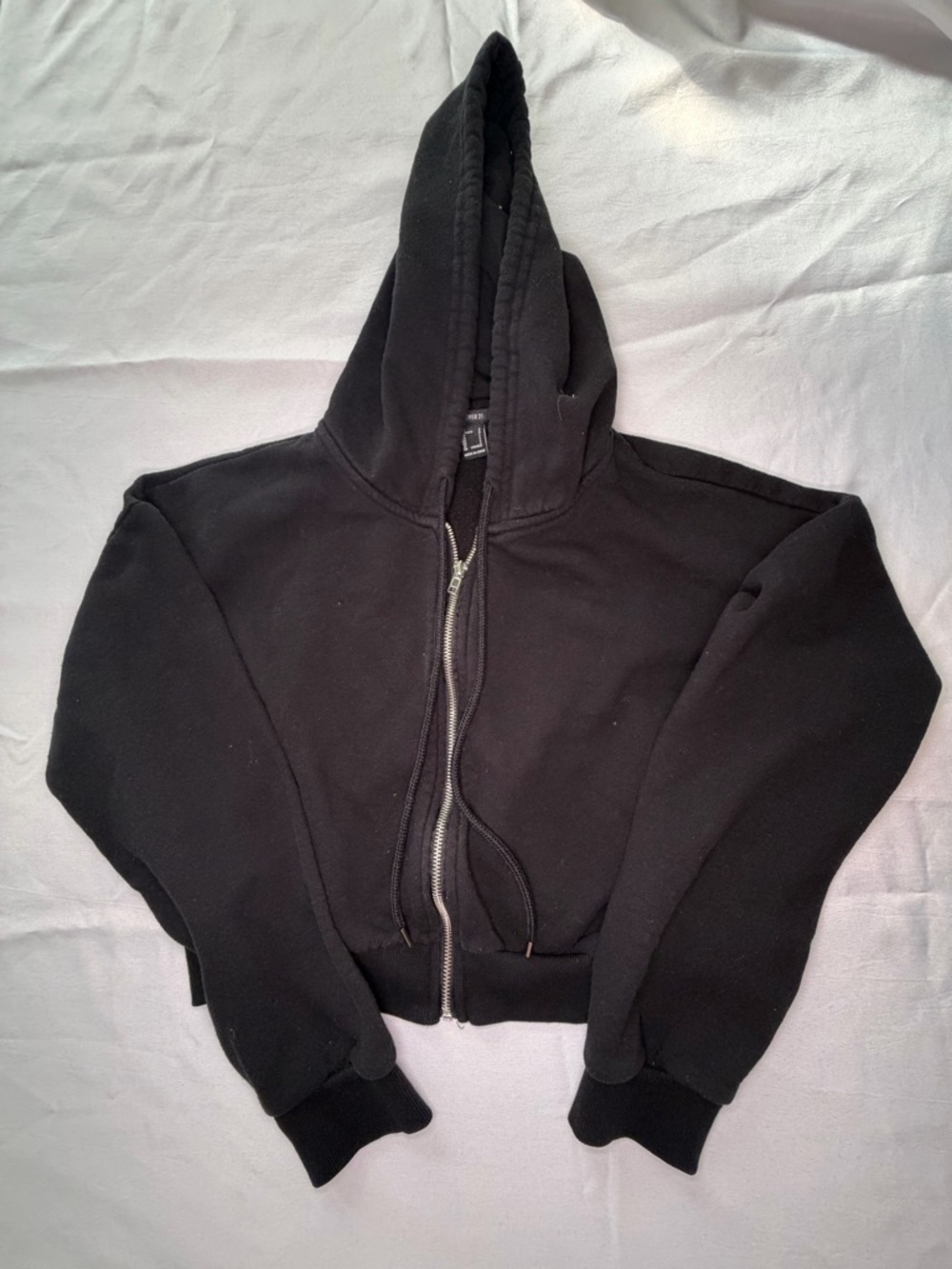 Cropped Black Zip-Up Hoodie